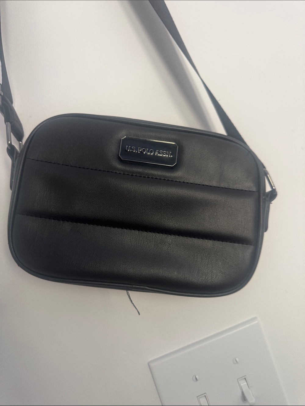 U.S. Polo Assn. Black Padded Faux-Leather Crossbody Belt Bag